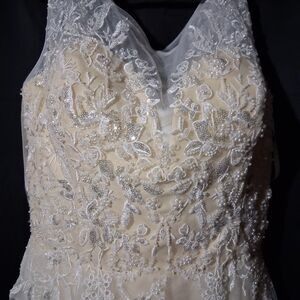 Elegant Cream Lace Wedding Dress